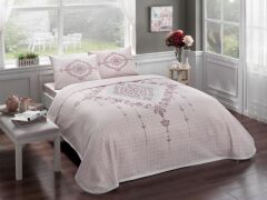 Taç Elenor V1 Gül Kurusu Pike Takımı Çift Kişilik