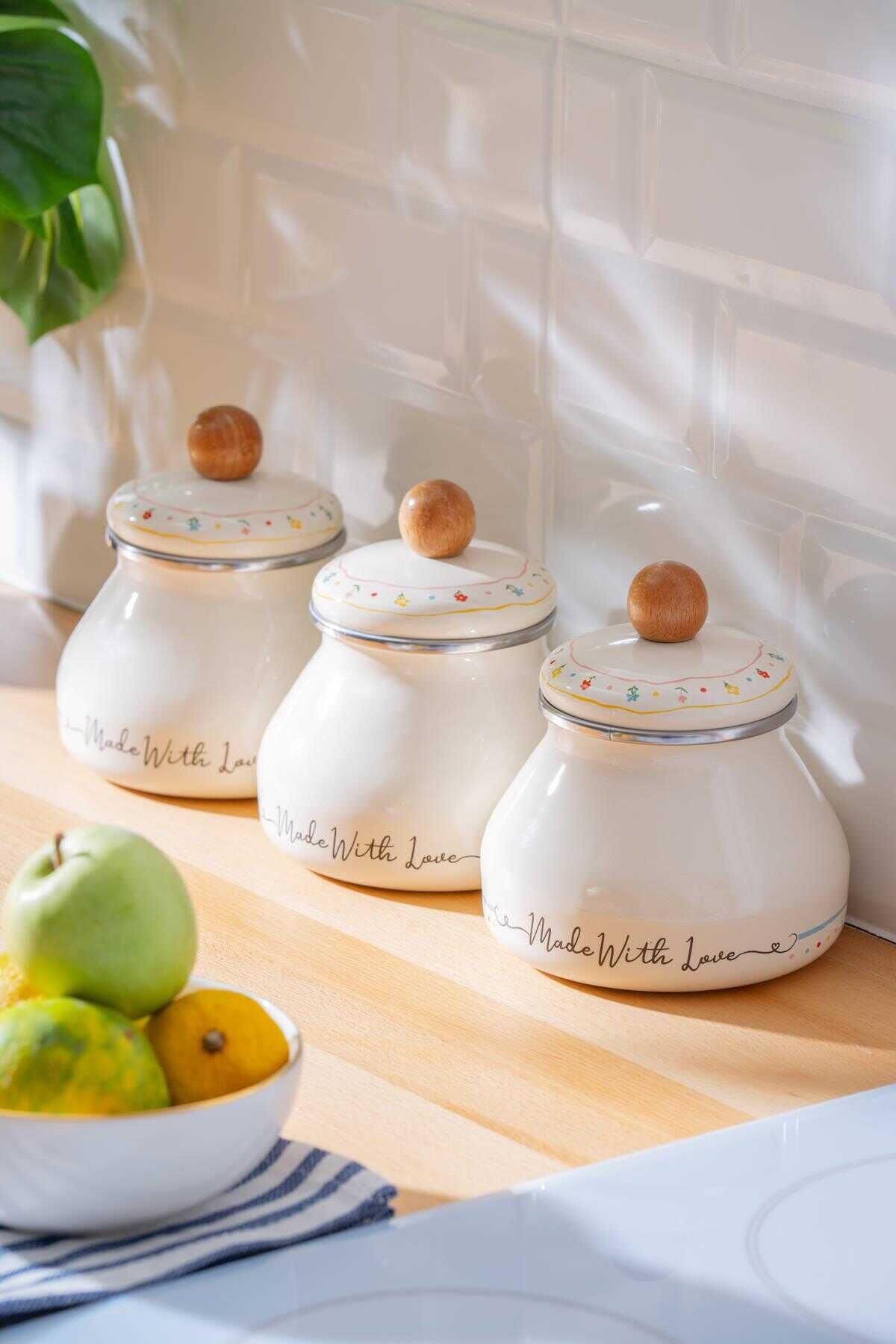 Acar 7708 Made With Love Emaye 3 Lü Tombik Baharat Takımı