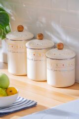 Acar 7712 Made With Love Emaye 3 Lü Kavanoz Takımı