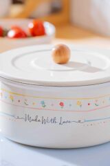 Acar 7705 Made With Love Emaye Düz Kısa Tırtıklı Tencere 20 Cm