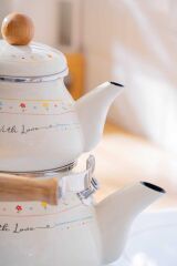 Acar 7709 Made With Love Emaye Tombul Çaydanlık Takımı