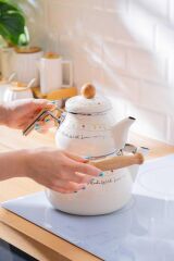 Acar 7709 Made With Love Emaye Tombul Çaydanlık Takımı