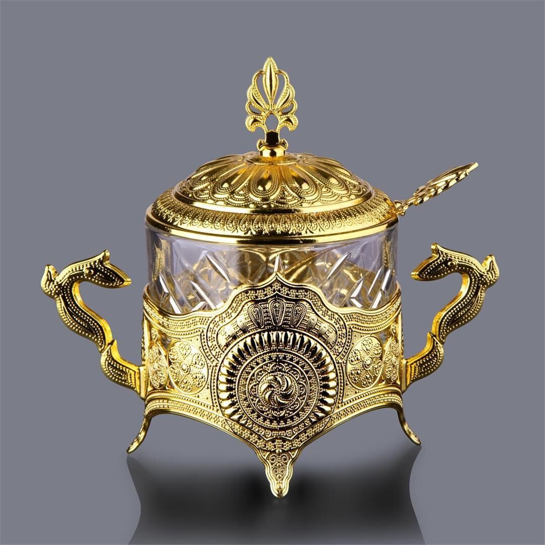 Kosova 13-008-K-18 Yuvarlak Cam Şekerlik Gold