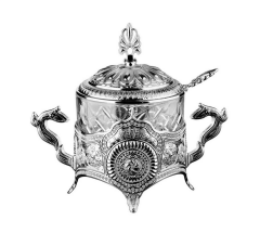 Kosova 13-008-K-19 Yuvarlak Cam Şekerlik Silver