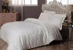 Taç Jakar Saten Brinley Ekru Nevresim Takımı Çift Kişilik