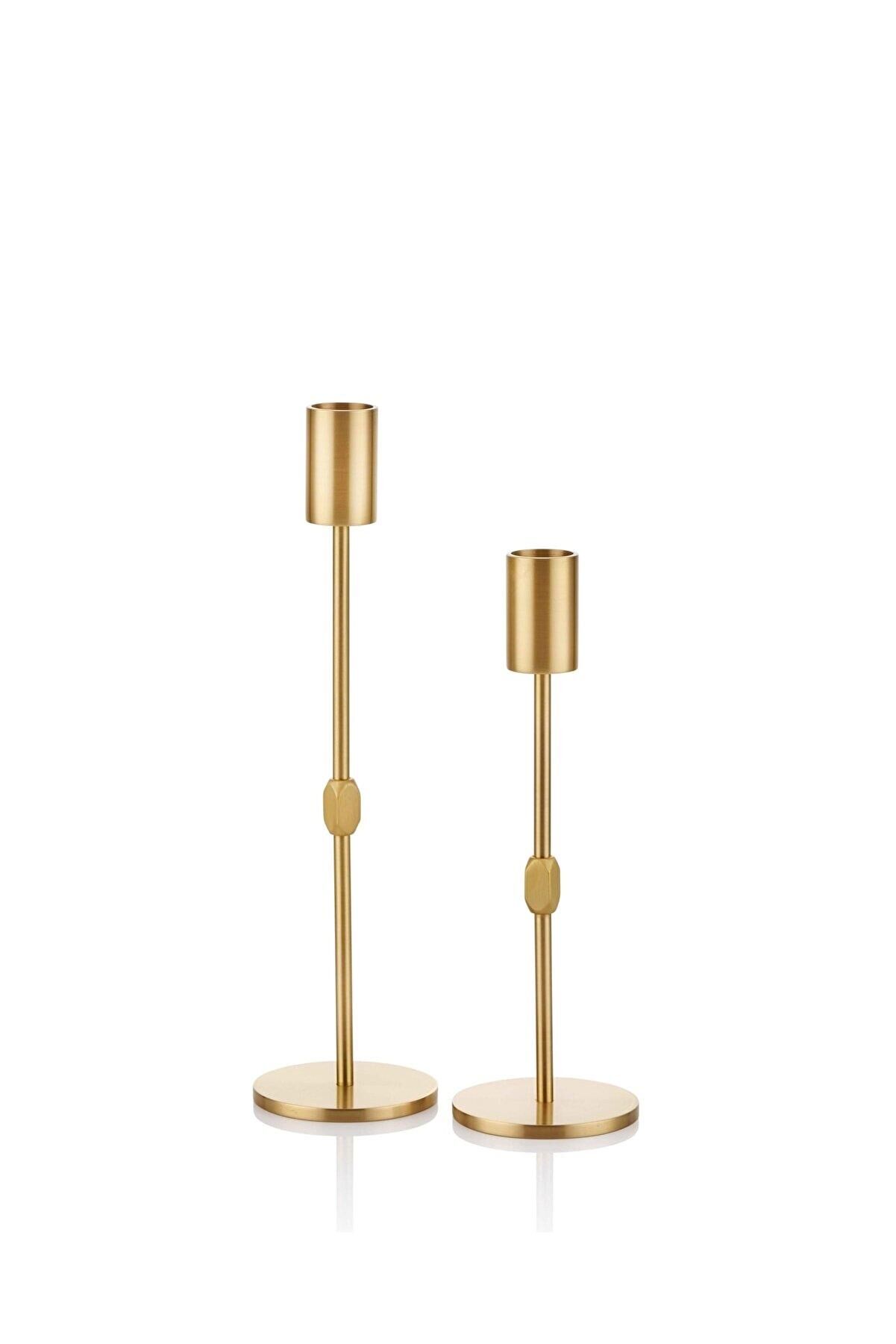 The Mia BRS0096 Brass Pirinç Şamdan 2 Li Set