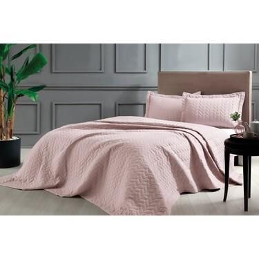 Taç Zigzag Pudra Tek Kişilik Yatak Örtüsü