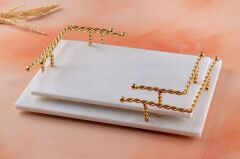 Acar GR-5728 Mermer Dikdörtgen 2 Li Tepsi Seti Burgulu