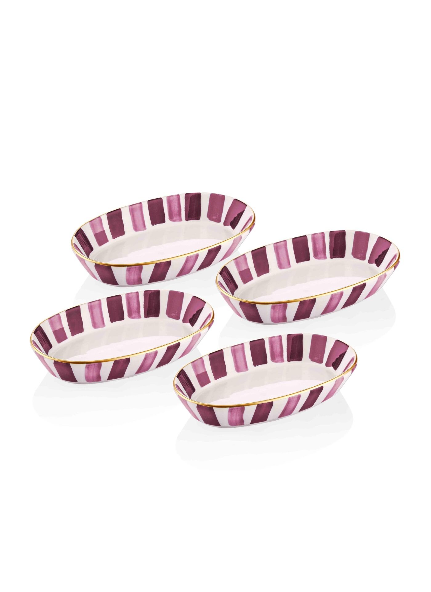 The Mia FEZ0041 FEZ 4 Lü Oval Servis Seti 10x17x4 Cm Mor