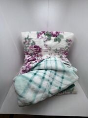 Pololife Zara Çiçekli Battaniye Turkuaz Tek Kişilik 160x220