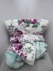 Pololife Zara Çiçekli Battaniye Turkuaz Tek Kişilik 160x220