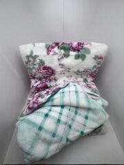 Pololife Zara Çiçekli Battaniye Turkuaz Tek Kişilik 160x220