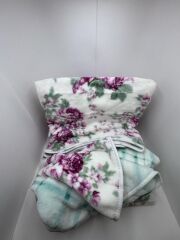 Pololife Zara Çiçekli Battaniye Turkuaz Tek Kişilik 160x220