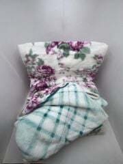 Pololife Zara Çiçekli Battaniye Turkuaz Tek Kişilik 160x220