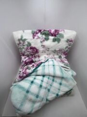 Pololife Zara Çiçekli Battaniye Turkuaz Tek Kişilik 160x220