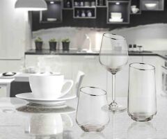 The Mia GNA0006 Gina Su Bardağı 6 Lı Kısa Set Gümüş