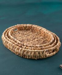 Acar 19 3 Lü Oval Hasır Tepsi Seti