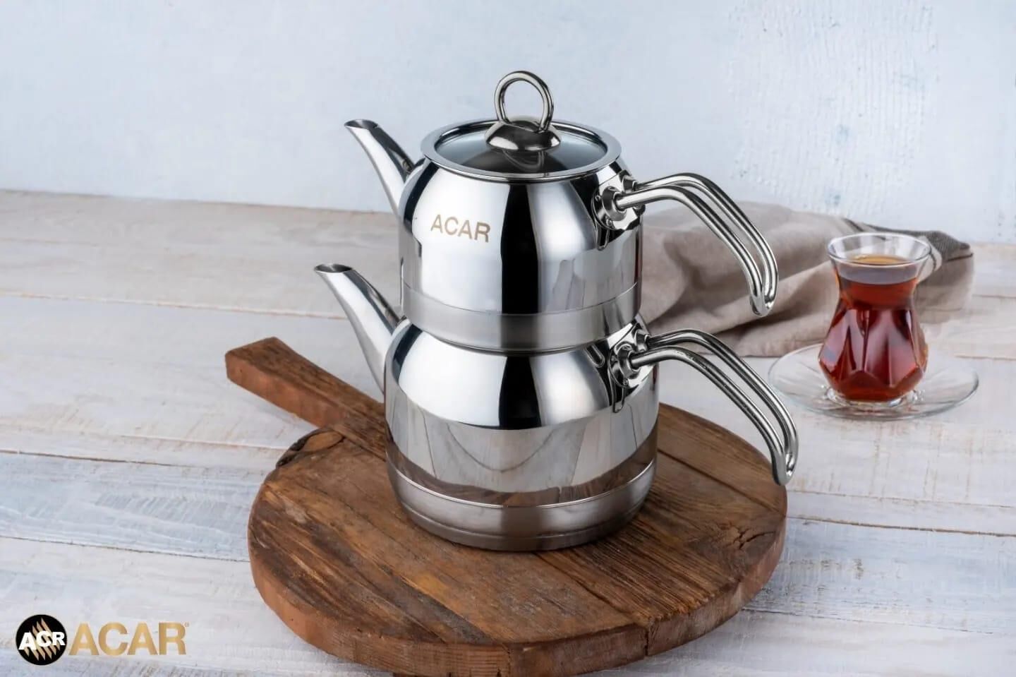 Acar 311 Armin Orta Boy Çelik Çaydanlık Takımı - Inox
