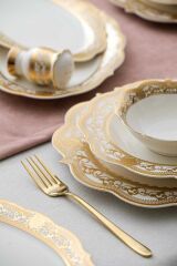 Acar 6260 Camilla 60 Parça Bone Chına Emboss Gold 12 Kişilik Yemek Takımı
