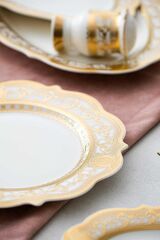 Acar 6260 Camilla 60 Parça Bone Chına Emboss Gold 12 Kişilik Yemek Takımı