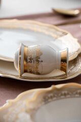 Acar 6257 Rosella 60 Parça Bone Chına Emboss Gold 12 Kişilik Yemek Takımı