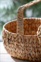 Acar 298 Wicker Kapaklı Oval Hasır Piknik Sepeti 38 x 30 x 18 Cm