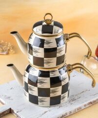 Acar 5758 Qualita King Mini Emaye Dama Çaydanlık Takımı