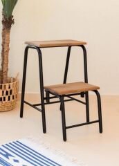 The Mia GLV0749 Ahşap 2 Basamaklı Tabure Merdiven Siyah