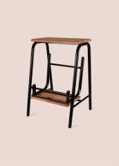 The Mia GLV0749 Ahşap 2 Basamaklı Tabure Merdiven Siyah