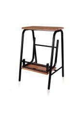 The Mia GLV0749 Ahşap 2 Basamaklı Tabure Merdiven Siyah