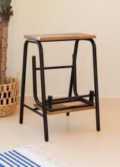 The Mia GLV0749 Ahşap 2 Basamaklı Tabure Merdiven Siyah