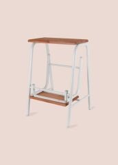 The Mia GLV0750 Ahşap 2 Basamaklı Tabure Merdiven Beyaz