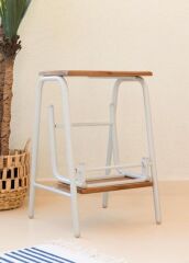 The Mia GLV0750 Ahşap 2 Basamaklı Tabure Merdiven Beyaz