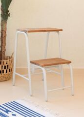 The Mia GLV0750 Ahşap 2 Basamaklı Tabure Merdiven Beyaz