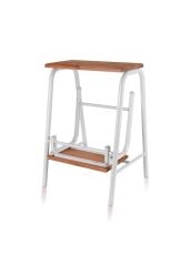 The Mia GLV0750 Ahşap 2 Basamaklı Tabure Merdiven Beyaz