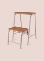 The Mia GLV0751 Ahşap 2 Basamaklı Tabure Merdiven Gri