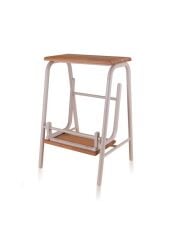 The Mia GLV0751 Ahşap 2 Basamaklı Tabure Merdiven Gri