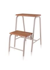 The Mia GLV0751 Ahşap 2 Basamaklı Tabure Merdiven Gri