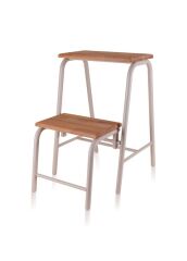 The Mia GLV0751 Ahşap 2 Basamaklı Tabure Merdiven Gri