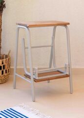 The Mia GLV0751 Ahşap 2 Basamaklı Tabure Merdiven Gri