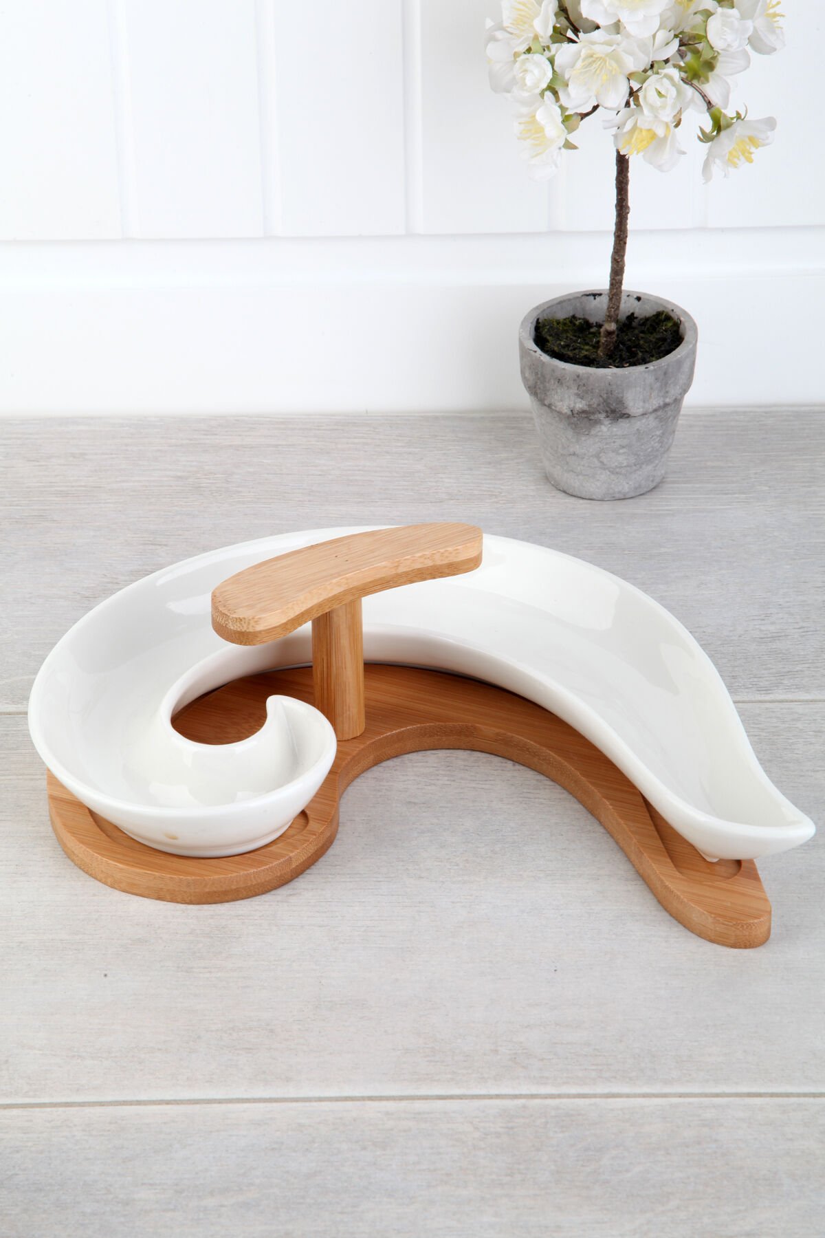 Acar 8545 Bambu Standlı Porselen Servis