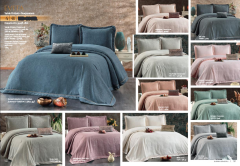 Güzide Evita Yatak Örtüsü Çift Kişilik Duman Mavisi