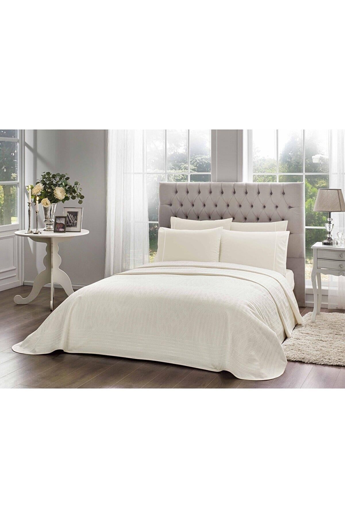 Taç Laguna Ekru Jakar Pike Takımı Tek Kişilik