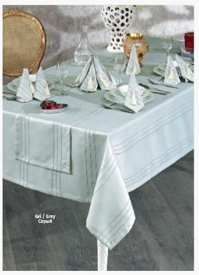 Güzide Duru Masa Örtü Seti Gri