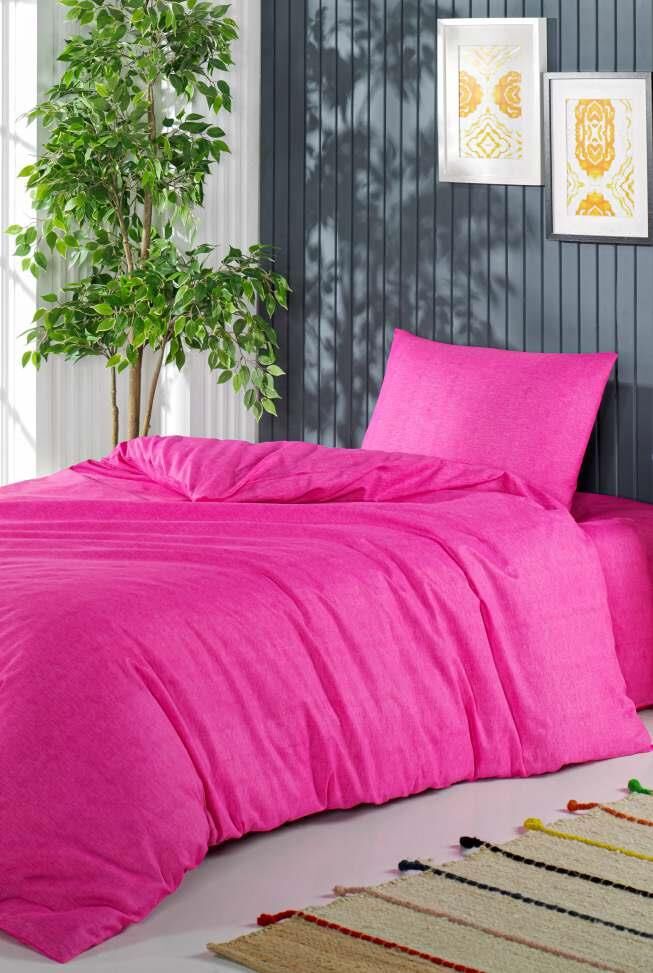 Pololife Düz Polyester Nevresim Takımı Tek Kişilik Fuşya
