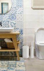 The Mia GLV0060 Çöp Kovası & Tuvalet Fırçası Seti Beyaz