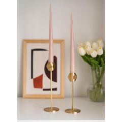 The Mia BRS0144 Brass Pirinç Kare Şamdan 2 Li Set 21*17 Cm