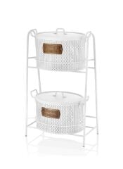 The Mia GLV0684 Katlı (İçi 2 Hazneli) Sebze ve Meyve Standı Beyaz