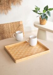 The Mia TPS0067 Wicker Bambu Tepsi 40x31 Cm