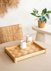 The Mia TPS0072 Wicker Bambu Tepsi 36x25 Cm